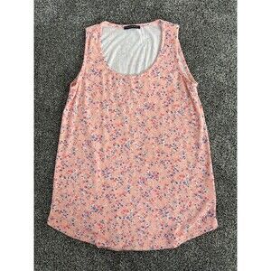 Grace and Lace Tank Top Womens Size S Pink Floral Scoop Neck Sleeveless Stretch